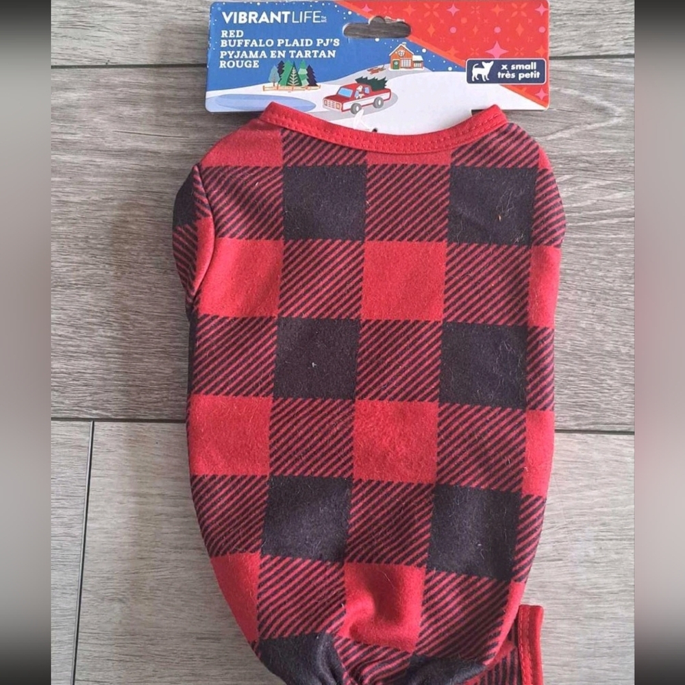 Brand New Vibrant Life Red Buffalo Plaid Pet Pajamas